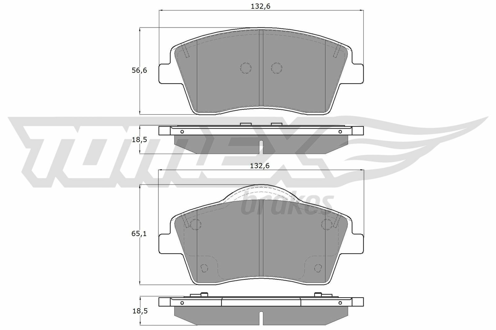 Sada brzdových destiček, kotoučová brzda TOMEX Brakes